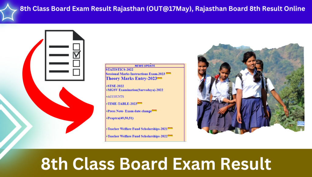 8th Class Board Exam Result Rajasthan (OUT@17May)