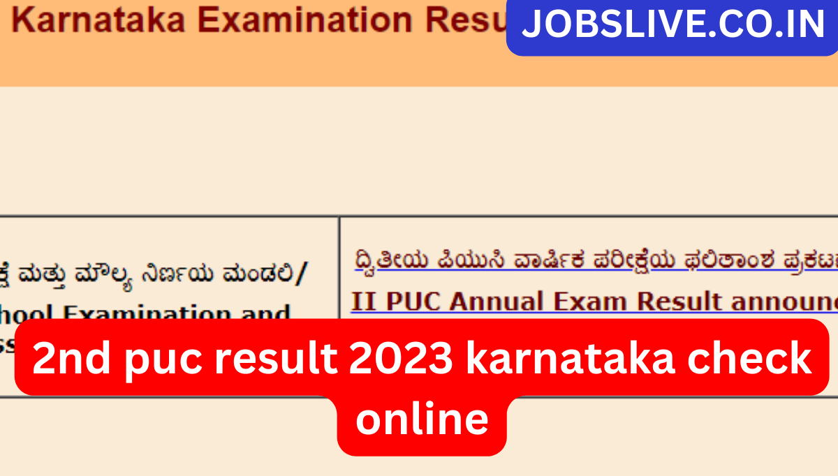 2nd puc result 2023 karnataka check online