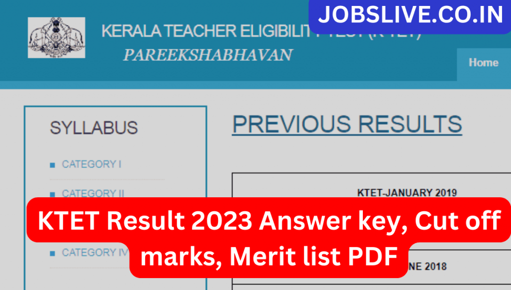 KTET Result 2023 Answer key, Cut off marks, Merit list PDF