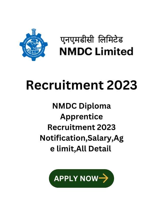NMDC Recruitment 2023 apply online, Diploma Apprentice